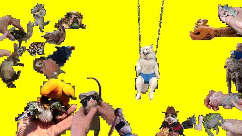 Demons Begone channel — animated collage.