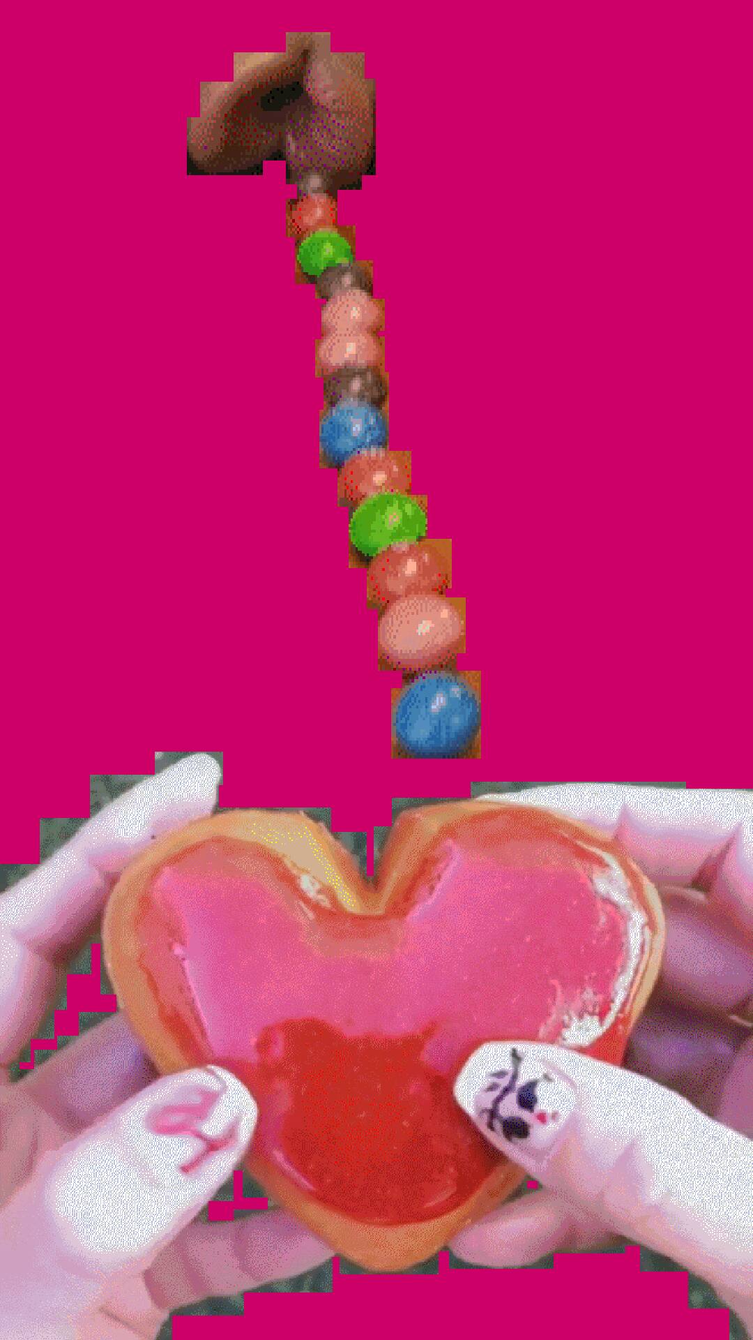 Love Sugar — a tall animated collage in saturated colour.